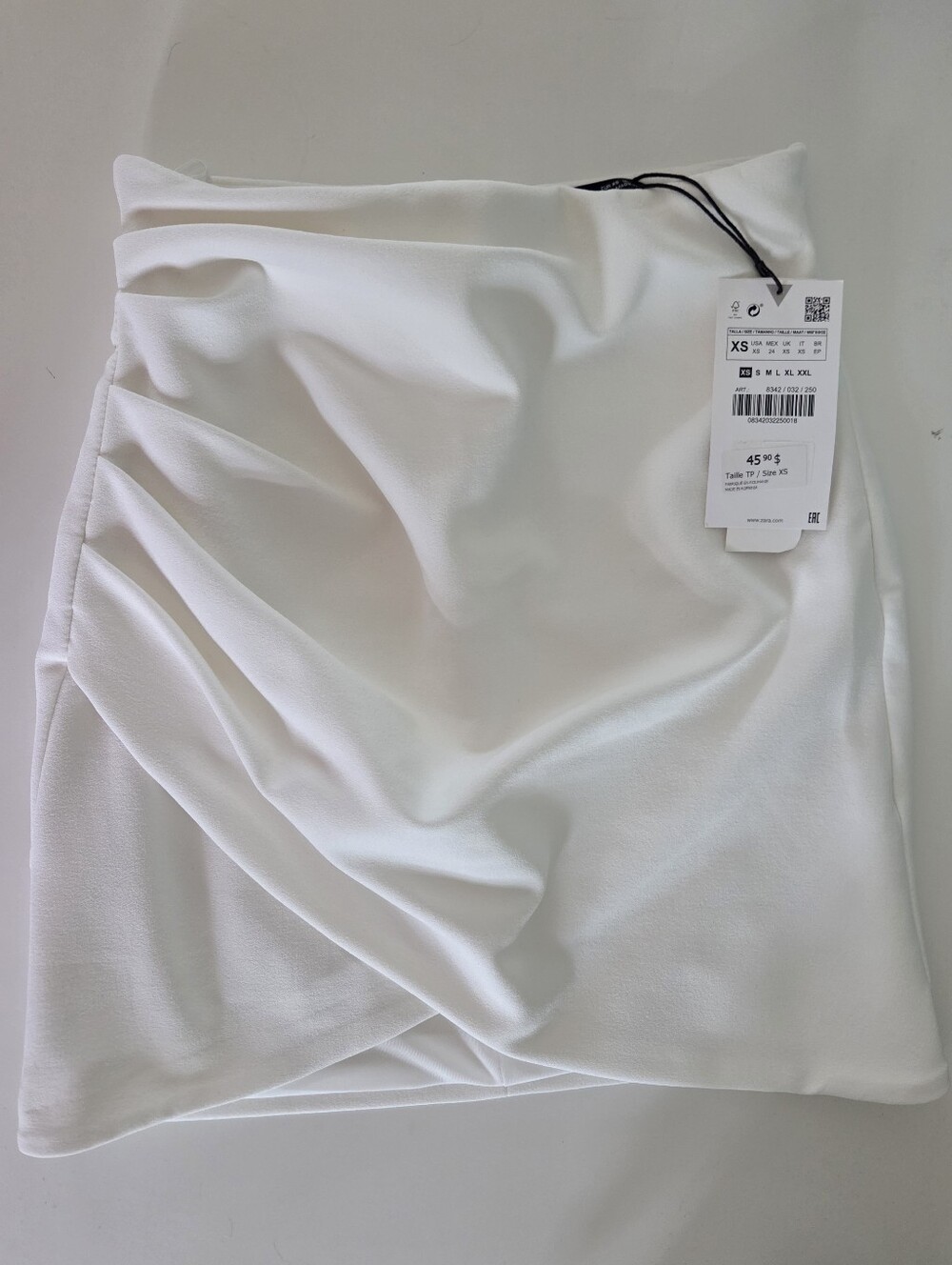 Zara White Ruched Mini Skirt